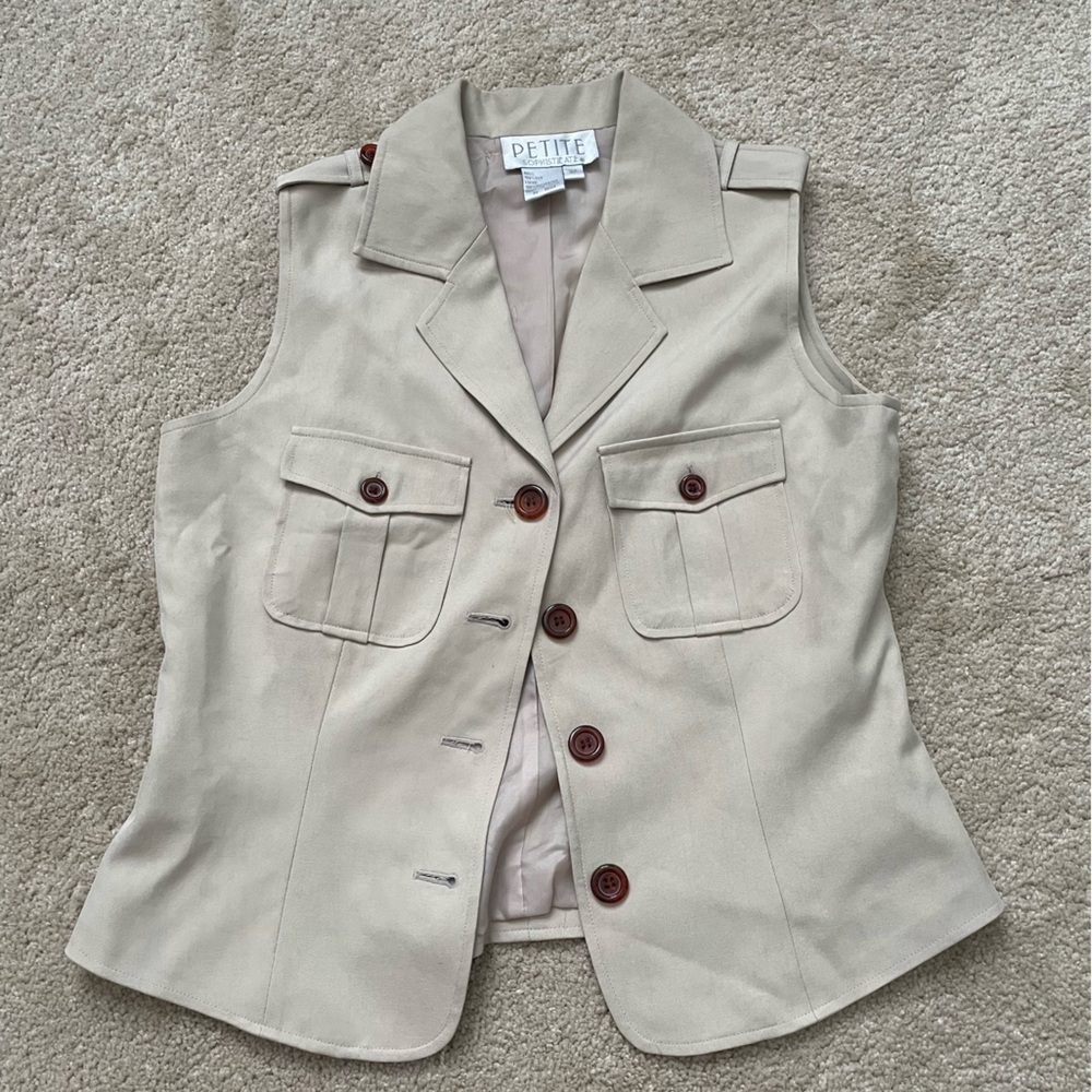 Vintage Silk Khaki Vest Waistcoat